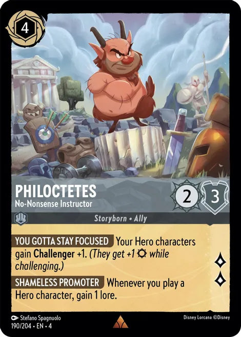 Philoctetes - No-Nonsense Instructor 190/204 Rare Ursula's Return Disney Lorcana TCG - guardiangamingtcgs