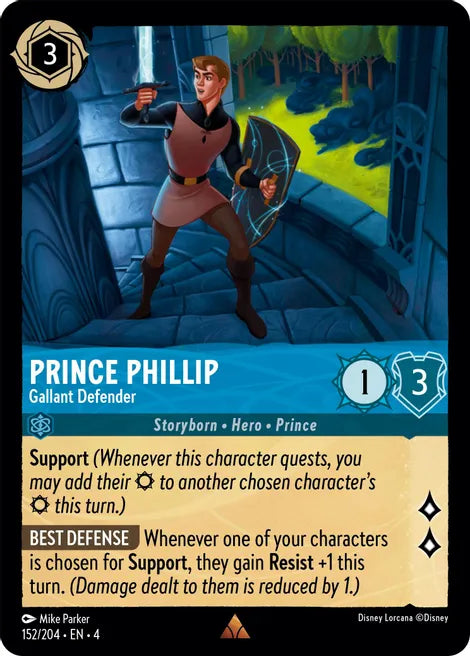 Prince Phillip - Gallant Defender 152/204 Rare Ursula's Return Disney Lorcana TCG - guardiangamingtcgs