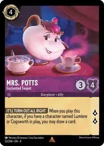 Mrs. Potts - Enchanted Teapot 52/204 Rare Ursula's Return Disney Lorcana TCG - guardiangamingtcgs