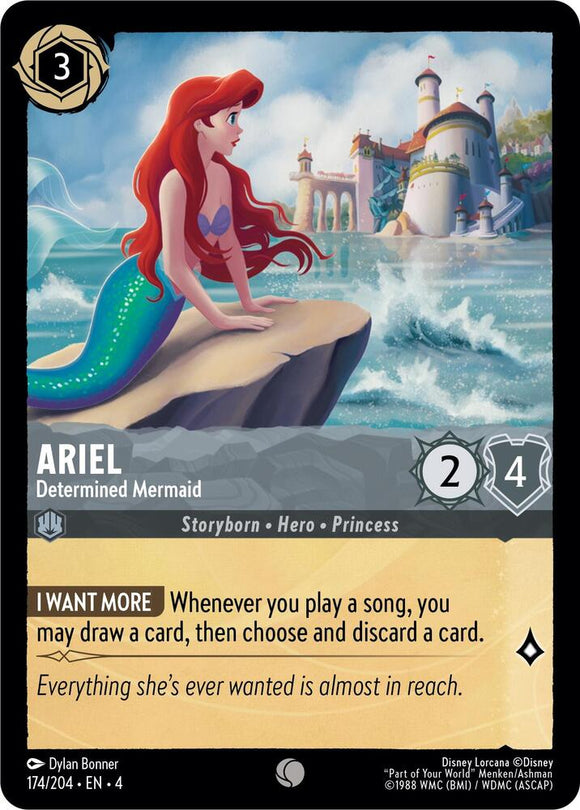 Ariel - Determined Mermaid 174/204 Common Ursula's Return Disney Lorcana TCG - guardiangamingtcgs