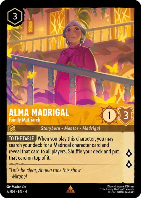 Alma Madrigal - Family Matriarch 2/204 Rare Ursula's Return Disney Lorcana TCG - guardiangamingtcgs