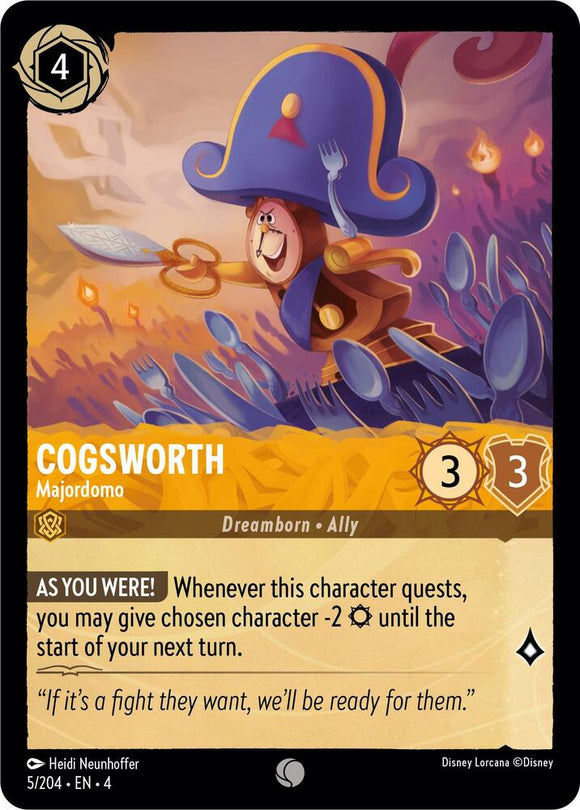 Cogsworth - Majordomo 5/204 Common Ursula's Return Disney Lorcana TCG - guardiangamingtcgs