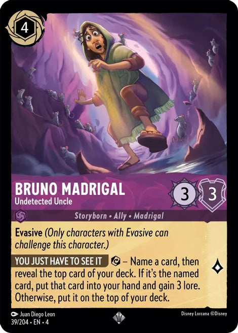 Bruno Madrigal - Undetected Uncle 39/204 Super Rare Ursula's Return Disney Lorcana TCG - guardiangamingtcgs