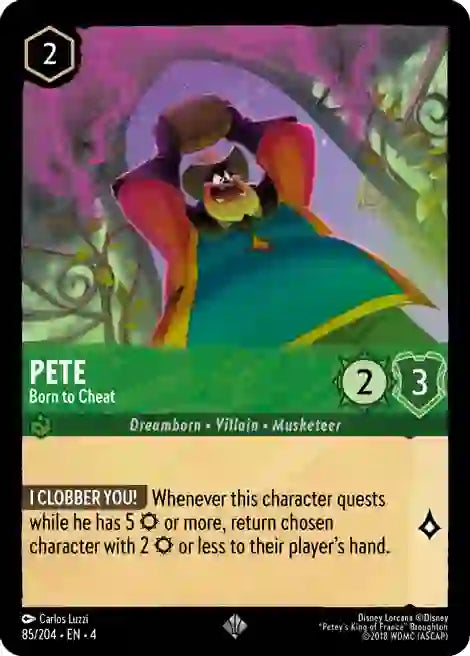 Pete - Born to Cheat 85/204 Super Rare Ursula's Return Disney Lorcana TCG - guardiangamingtcgs