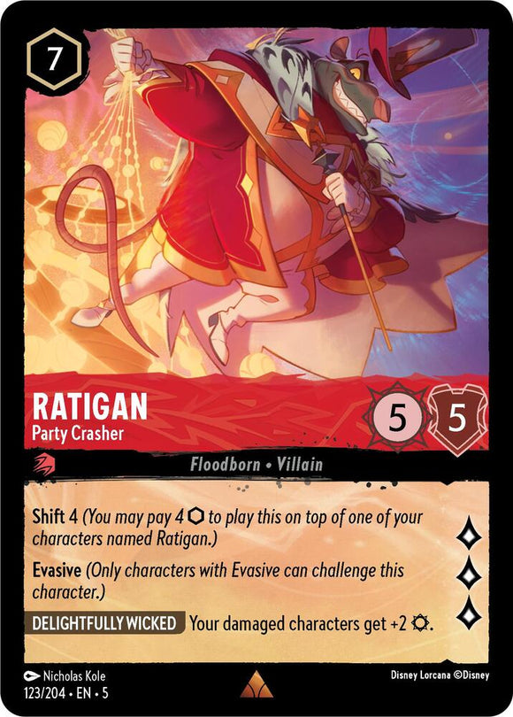 Ratigan - Party Crasher 123/204 Rare Shimmering Skies Disney Lorcana - guardiangamingtcgs