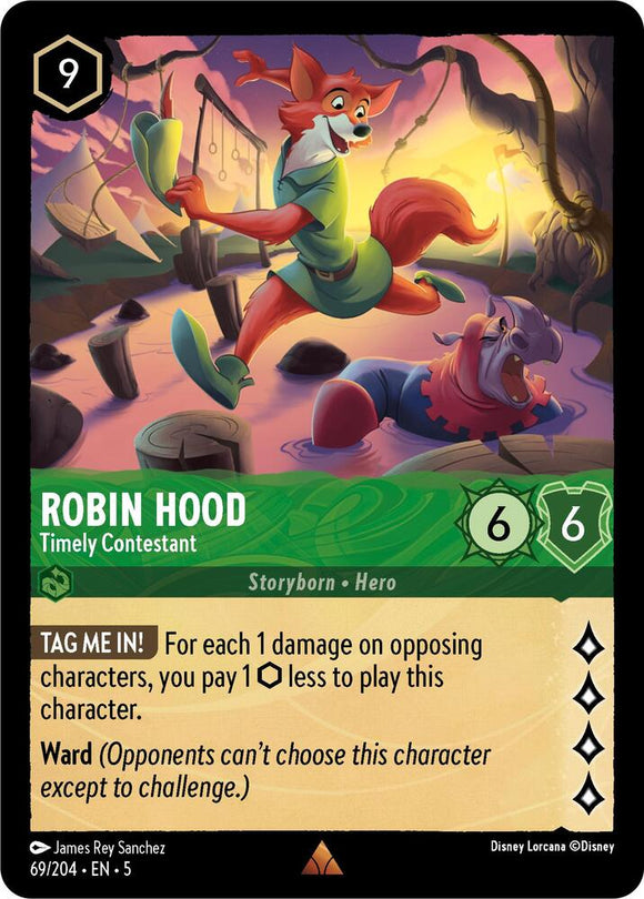 Robin Hood - Timely Contestant 69/204 Rare Shimmering Skies Disney Lorcana - guardiangamingtcgs