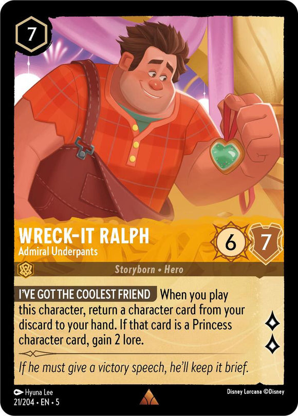 Wreck-It Ralph - Admiral Underpants 21/204 Rare Shimmering Skies Disney Lorcana - guardiangamingtcgs