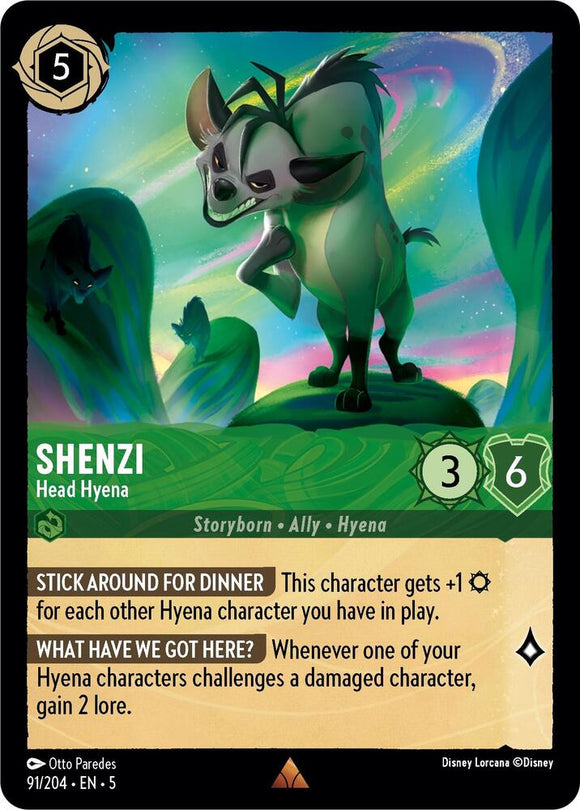 Shenzi - Head Hyena 91/204 Rare Shimmering Skies Disney Lorcana - guardiangamingtcgs