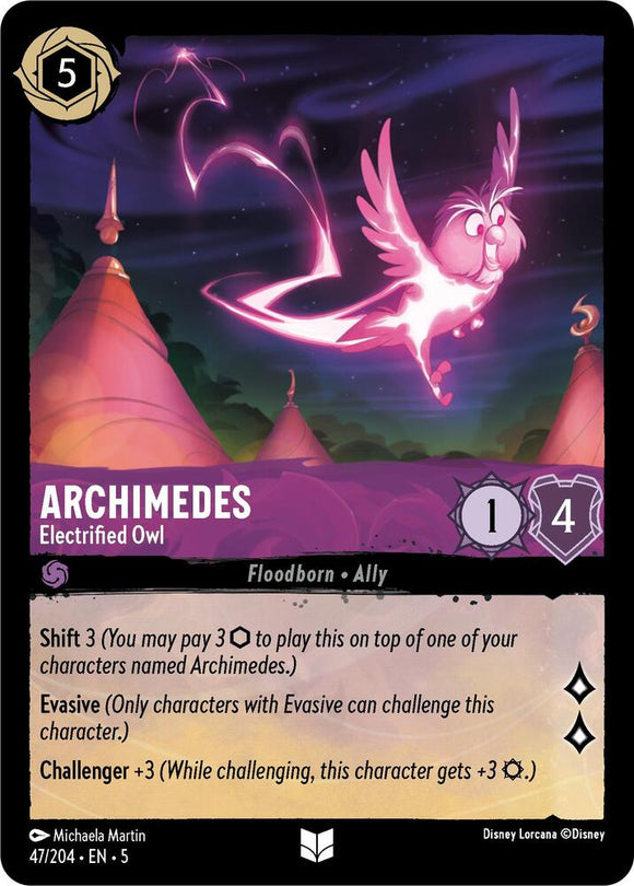 Archimedes - Electrified Owl 47/204 Uncommon Shimmering Skies Disney Lorcana - guardiangamingtcgs