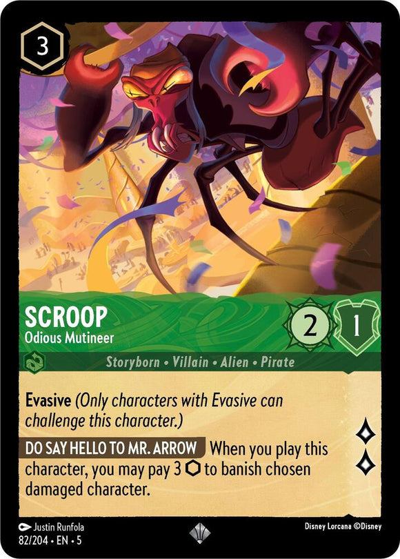 Scroop - Odious Mutineer 82/204 Super Rare Shimmering Skies Disney Lorcana - guardiangamingtcgs