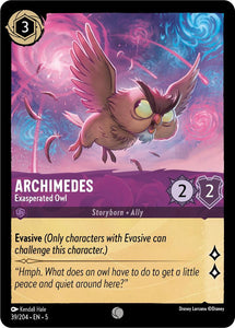 Archimedes - Exasperated Owl 39/204 Common Shimmering Skies Disney Lorcana - guardiangamingtcgs