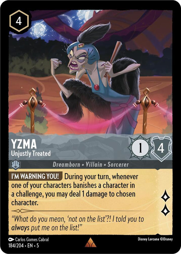 Yzma - Unjustly Treated 184/204 Rare Shimmering Skies Disney Lorcana - guardiangamingtcgs