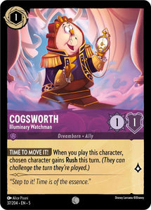 Cogsworth - Illuminary Watchman 37/204 Common Shimmering Skies Disney Lorcana - guardiangamingtcgs