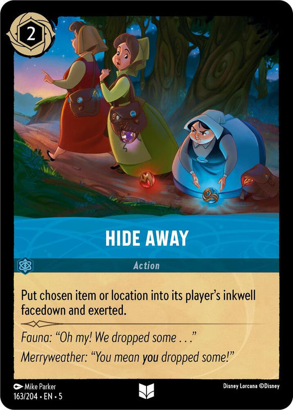 Hide Away 163/204 Uncommon Shimmering Skies Disney Lorcana - guardiangamingtcgs