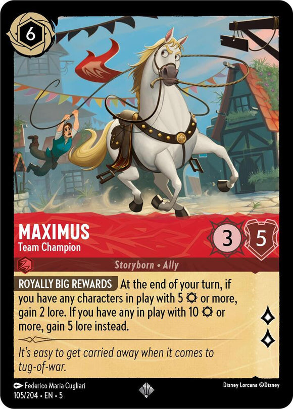 Maximus - Team Champion 105/204 Super Rare Shimmering Skies Disney Lorcana - guardiangamingtcgs