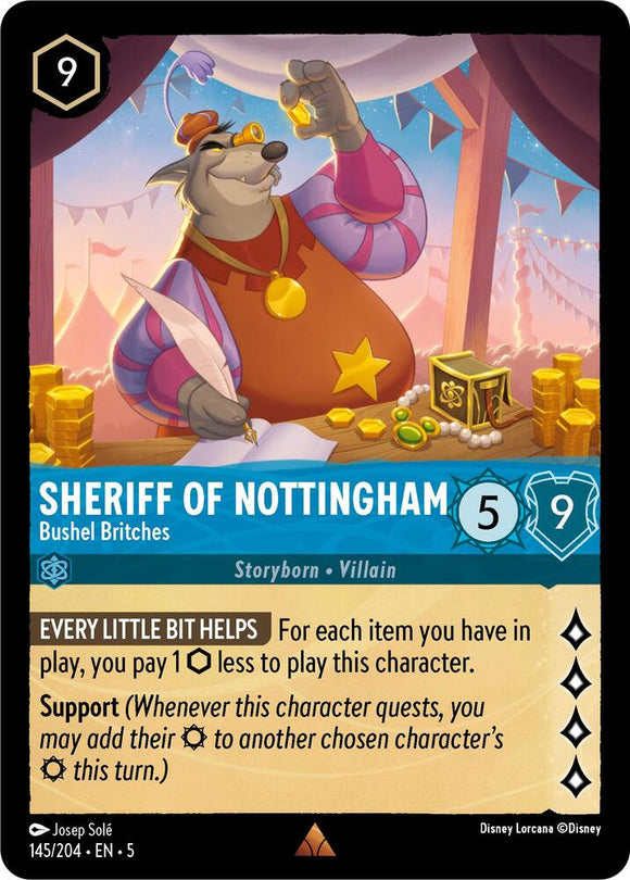 Sheriff of Nottingham - Bushel Britches 145/204 Rare Shimmering Skies Disney Lorcana - guardiangamingtcgs