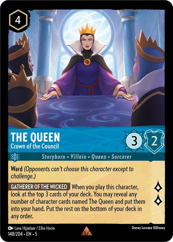 The Queen - Crown of the Council 148/204 Rare Shimmering Skies Disney Lorcana - guardiangamingtcgs