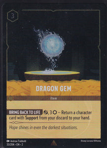 Cold Foil Dragon Gem 33/204 Rare Rise of the Floodborn Disney Lorcana TCG - guardiangamingtcgs