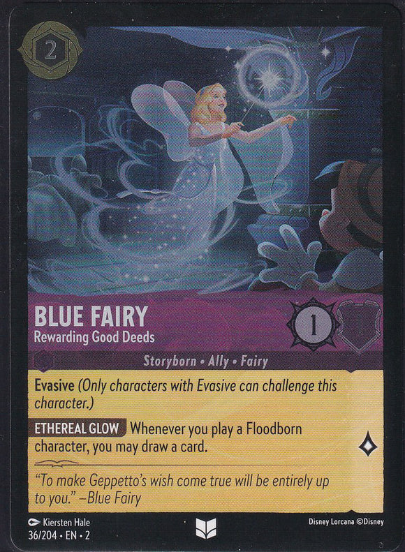 Cold Foil Blue Fairy - Rewarding Good Deeds 36/204 Uncommon Rise of the Floodborn Disney Lorcana TCG - guardiangamingtcgs