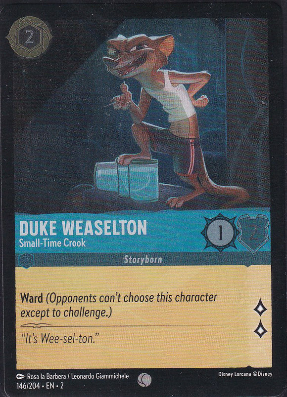 Cold Foil Duke Weaselton - Small-Time Crook 146/204 Common Rise of the Floodborn Disney Lorcana TCG - guardiangamingtcgs