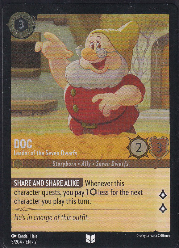 Cold Foil Doc - Leader of the Seven Dwarfs 5/204 Uncommon Rise of the Floodborn Disney Lorcana TCG - guardiangamingtcgs