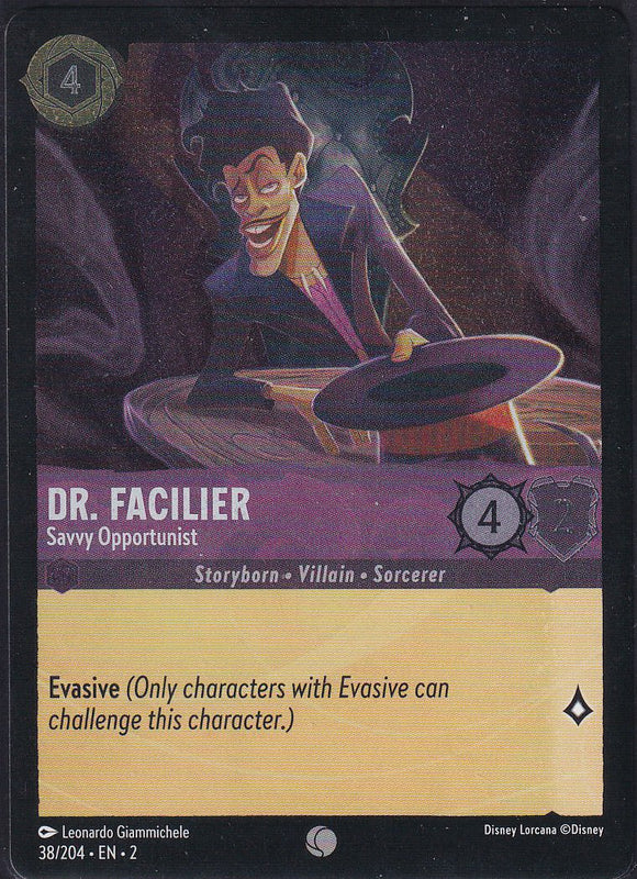 Cold Foil Dr. Facilier - Savvy Opportunist 38/204 Common Rise of the Floodborn Disney Lorcana TCG - guardiangamingtcgs