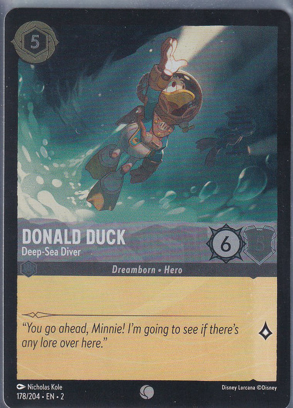 Cold Foil Donald Duck - Deep-Sea Diver 178/204 Common Rise of the Floodborn Disney Lorcana TCG - guardiangamingtcgs