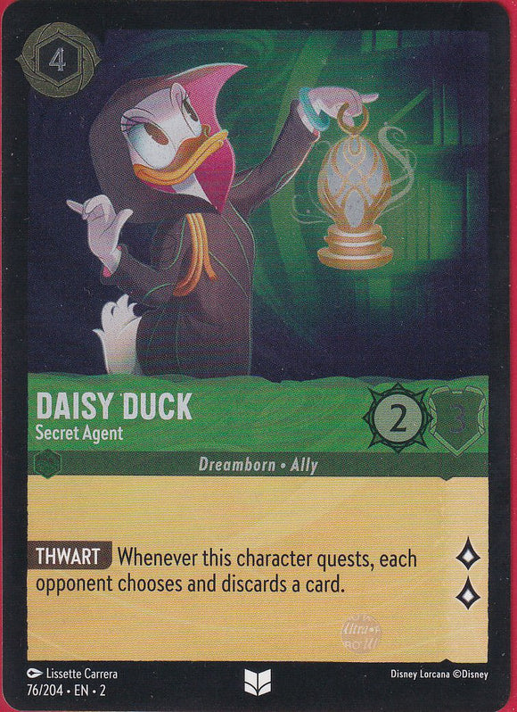 Cold Foil Daisy Duck - Secret Agent 76/204 Uncommon Rise of the Floodborn Disney Lorcana TCG - guardiangamingtcgs