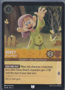 Cold Foil Dopey - Always Playful 6/204 Uncommon Rise of the Floodborn Disney Lorcana TCG - guardiangamingtcgs