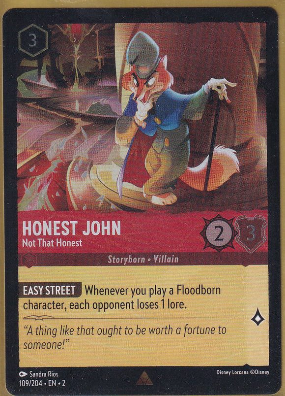 Cold Foil Honest John - Not That Honest 109/204 Rare Rise of the Floodborn Disney Lorcana TCG - guardiangamingtcgs