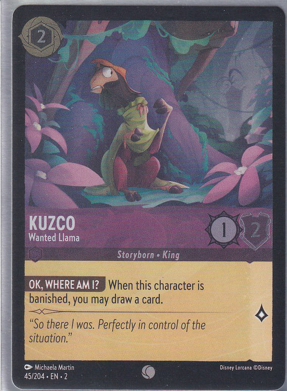 Cold Foil Kuzco - Wanted Llama 45/204 Common Rise of the Floodborn Disney Lorcana TCG - guardiangamingtcgs