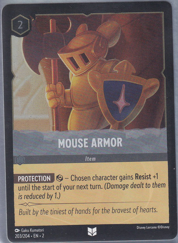 Cold Foil Mouse Armor 203/204 Uncommon Rise of the Floodborn Disney Lorcana TCG - guardiangamingtcgs