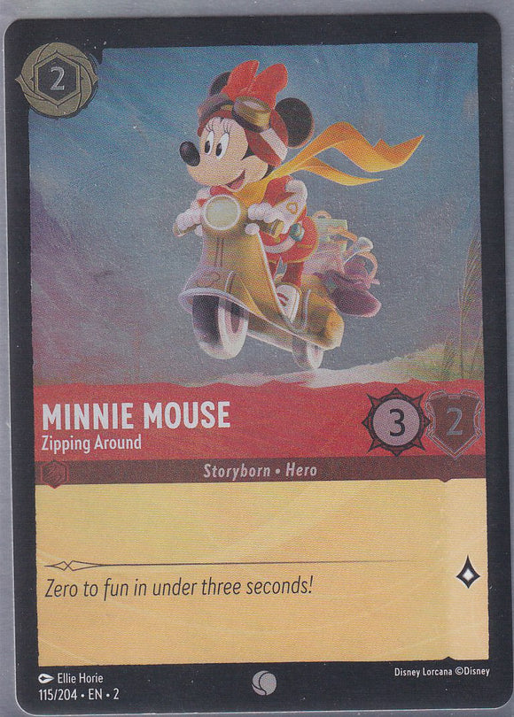 Cold Foil Minnie Mouse - Zipping Around 115/204 Common Rise of the Floodborn Disney Lorcana TCG - guardiangamingtcgs