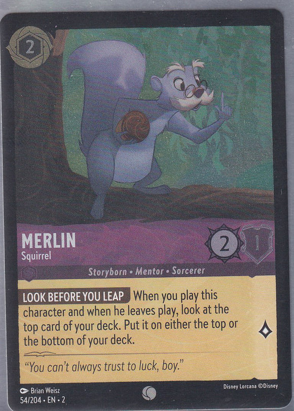 Cold Foil Merlin - Squirrel 54/204 Common Rise of the Floodborn Disney Lorcana TCG - guardiangamingtcgs