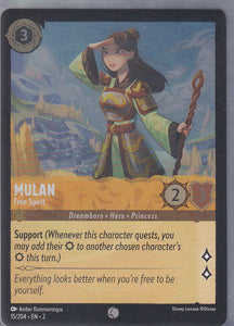 Cold Foil Mulan - Free Spirit 15/204 Common Rise of the Floodborn Disney Lorcana TCG - guardiangamingtcgs