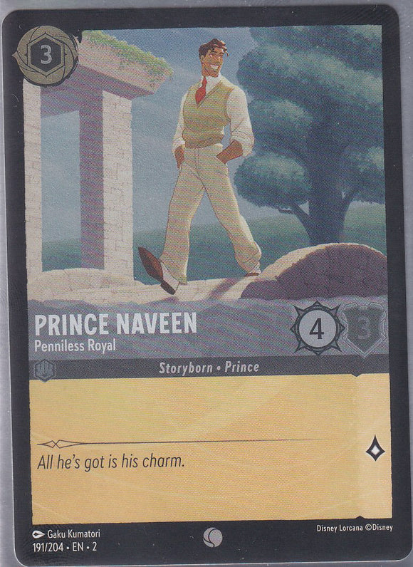 Cold Foil Prince Naveen - Penniless Royal 191/204 Common Rise of the Floodborn Disney Lorcana TCG - guardiangamingtcgs