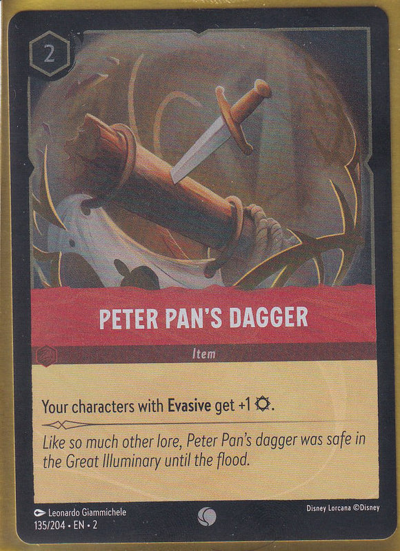 Cold Foil Peter Pan's Dagger 135/204 Common Rise of the Floodborn Disney Lorcana TCG - guardiangamingtcgs