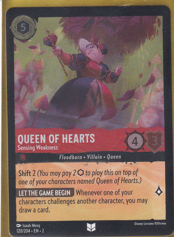 Cold Foil Queen of Hearts - Sensing Weakness 120/204 Uncommon Rise of the Floodborn Disney Lorcana TCG - guardiangamingtcgs