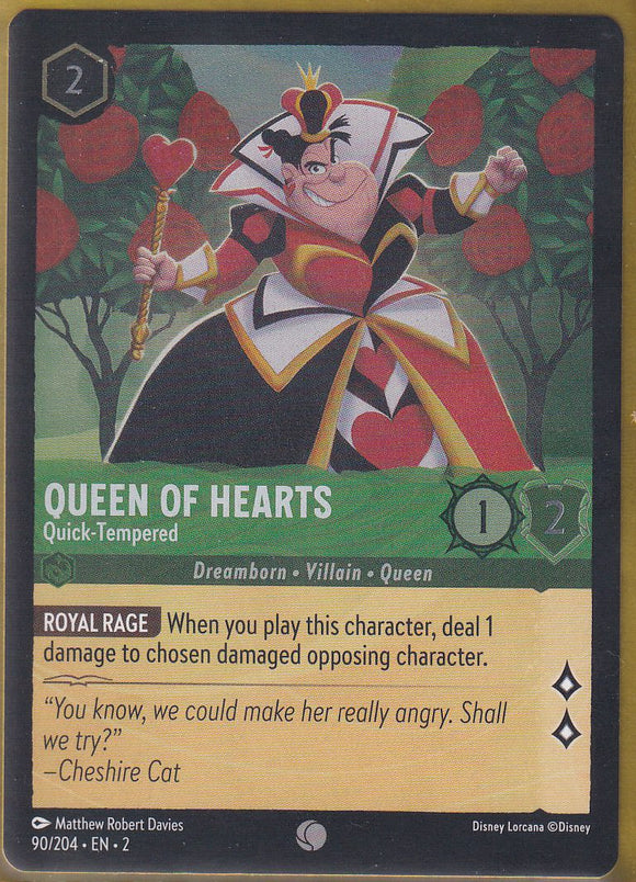 Cold Foil Queen of Hearts - Quick-Tempered 90/204 Common Rise of the Floodborn Disney Lorcana TCG - guardiangamingtcgs