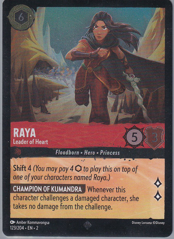 Cold Foil Raya - Leader of Heart 123/204 Super Rare Rise of the Floodborn Disney Lorcana TCG - guardiangamingtcgs
