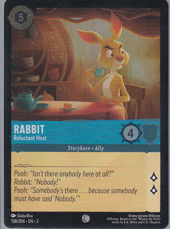 Cold Foil Rabbit - Reluctant Host 158/204 Common Rise of the Floodborn Disney Lorcana TCG - guardiangamingtcgs