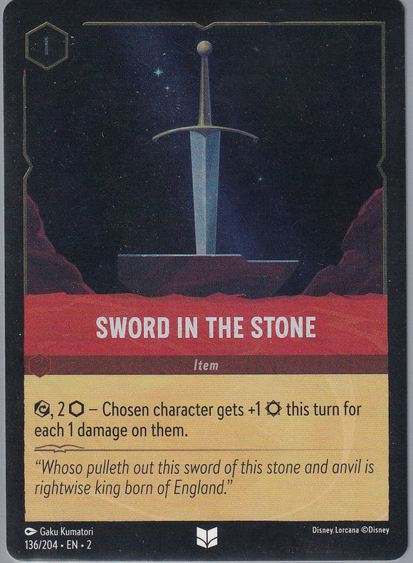 Cold Foil Sword in the Stone 136/204 Uncommon Rise of the Floodborn Disney Lorcana TCG - guardiangamingtcgs