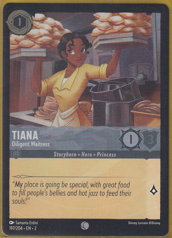 Cold Foil Tiana - Diligent Waitress 197/204 Common Rise of the Floodborn Disney Lorcana TCG - guardiangamingtcgs