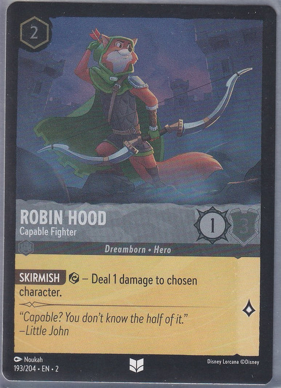Cold Foil Robin Hood - Capable Fighter 193/204 Uncommon Rise of the Floodborn Disney Lorcana TCG - guardiangamingtcgs