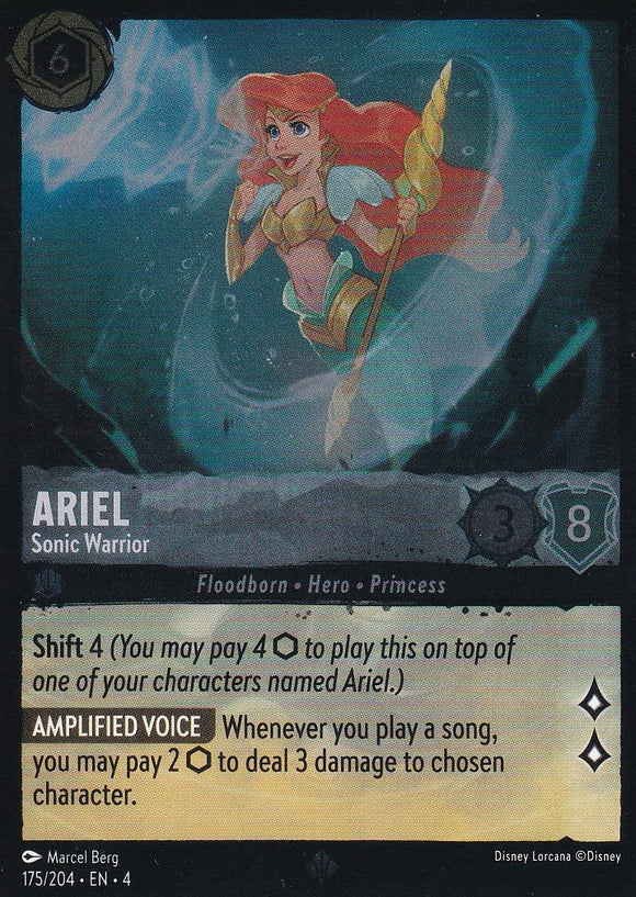 Cold Foil Ariel - Sonic Warrior 175/204 Super Rare Ursula's Return Disney Lorcana TCG - guardiangamingtcgs