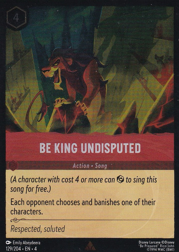 Cold Foil Be King Undisputed 129/204 Rare Ursula's Return Disney Lorcana TCG - guardiangamingtcgs