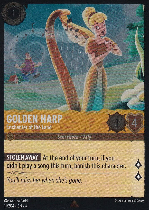 Cold Foil Golden Harp - Enchanter of the Land 11/204 Rare Ursula's Return Disney Lorcana TCG - guardiangamingtcgs