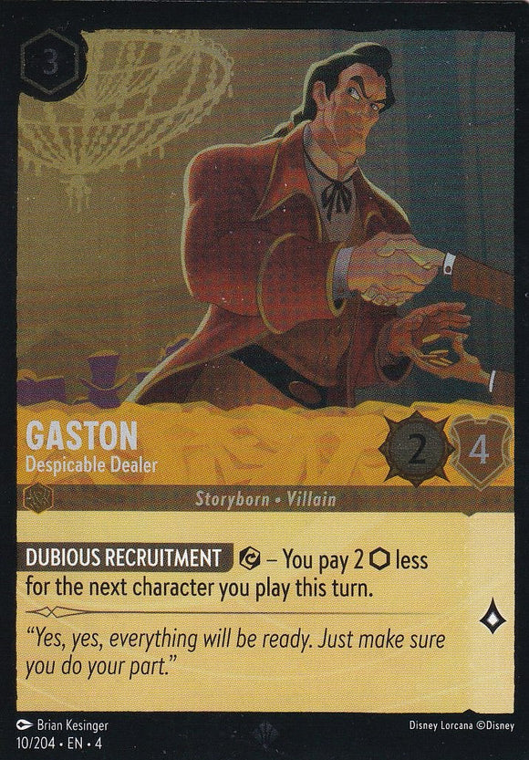 Cold Foil Gaston - Despicable Dealer 10/204 Super Rare Ursula's Return Disney Lorcana TCG - guardiangamingtcgs