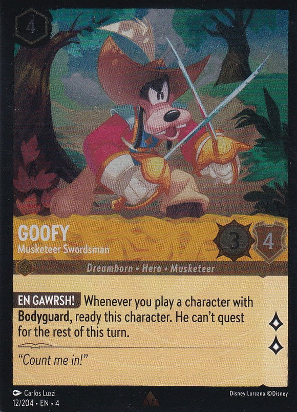 Cold Foil Goofy - Musketeer Swordsman 12/204 Rare Ursula's Return Disney Lorcana TCG - guardiangamingtcgs