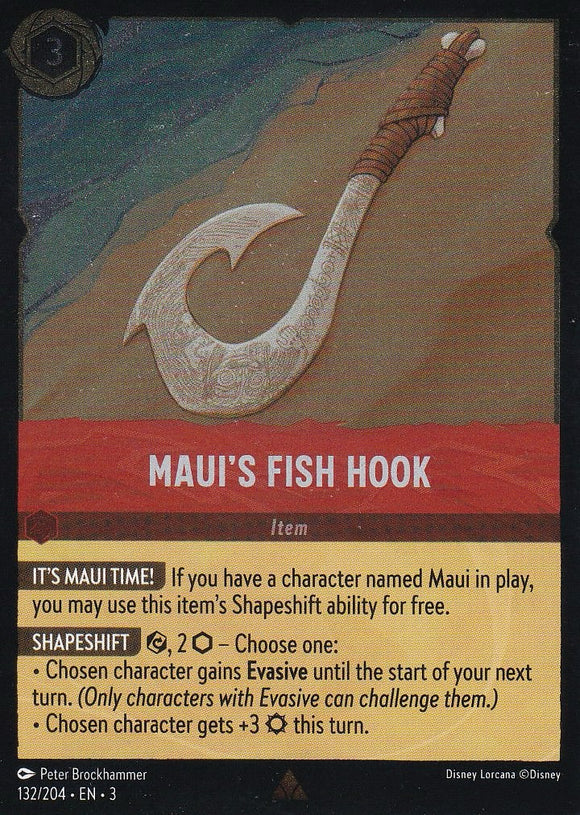 Cold Foil Maui's Fish Hook 132/204 Rare Into the Inklands Disney Lorcana TCG - guardiangamingtcgs